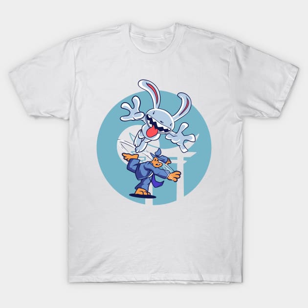 Sam And Max Retro Japanese T-Shirt by thelazyshibaai